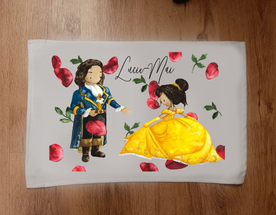 children's towel & flannels in colourful disney beauty and beast design, great gift for kids. come personalised towel