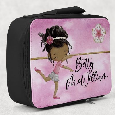 children's insulated lunch bag with bright colourful personalised printed design in ballerina dancer theme