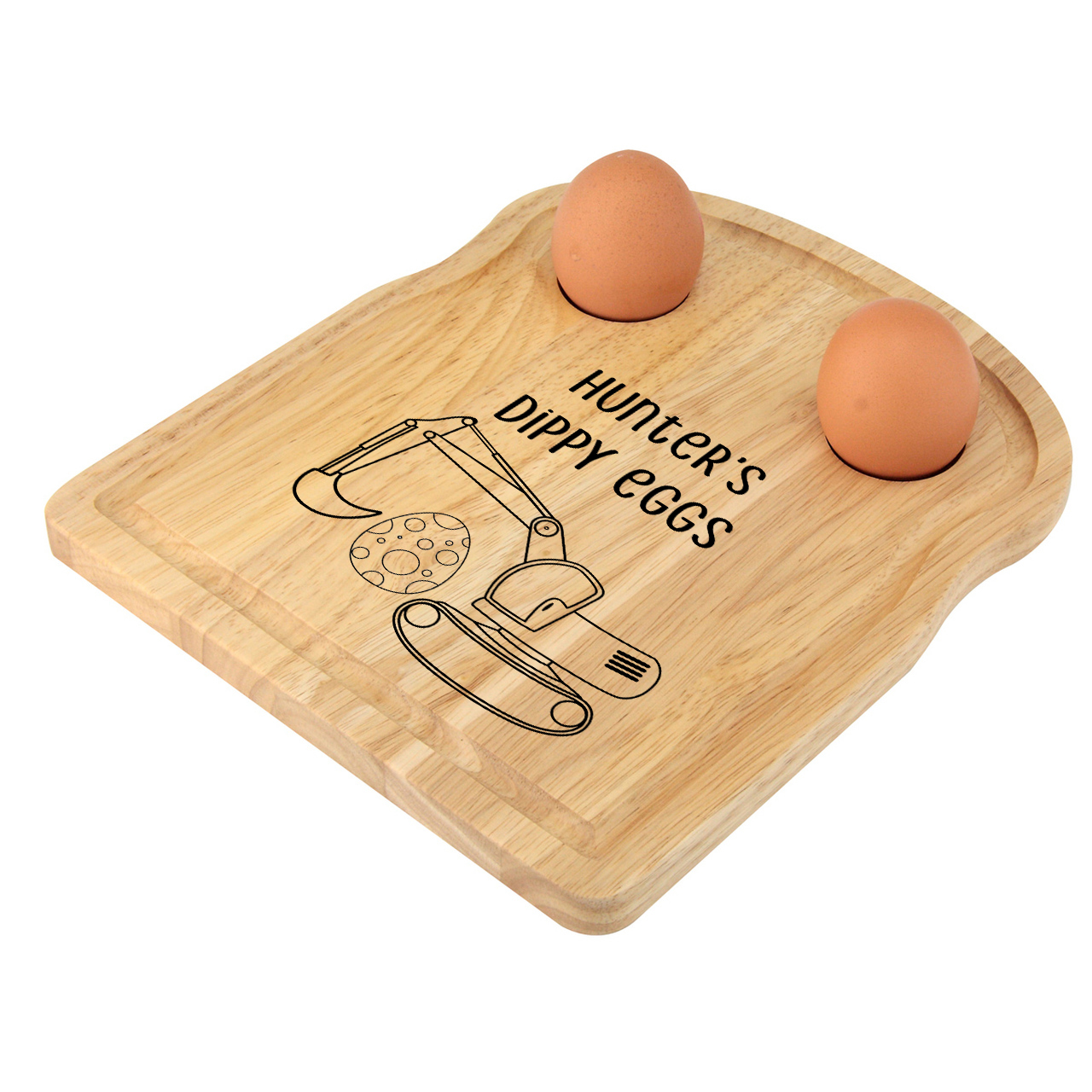 Wooden Loaf Egg Board with digger personalised