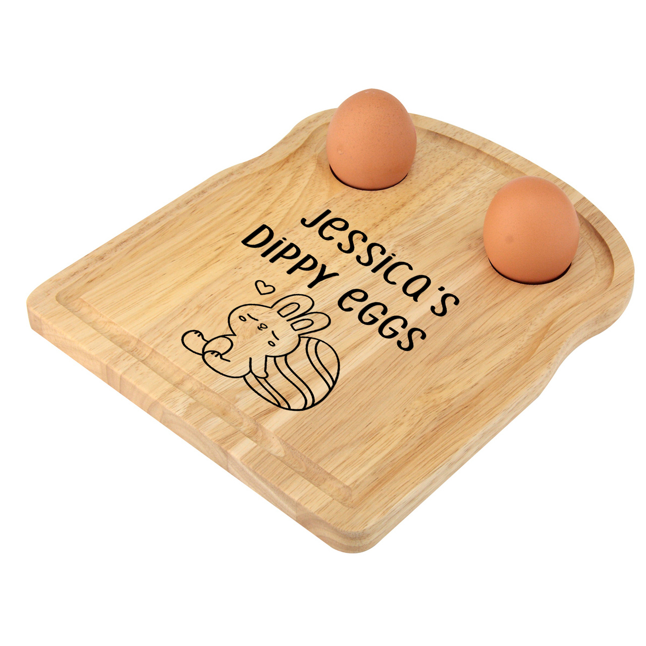 Wooden Loaf Egg Board with easter bunny personalised