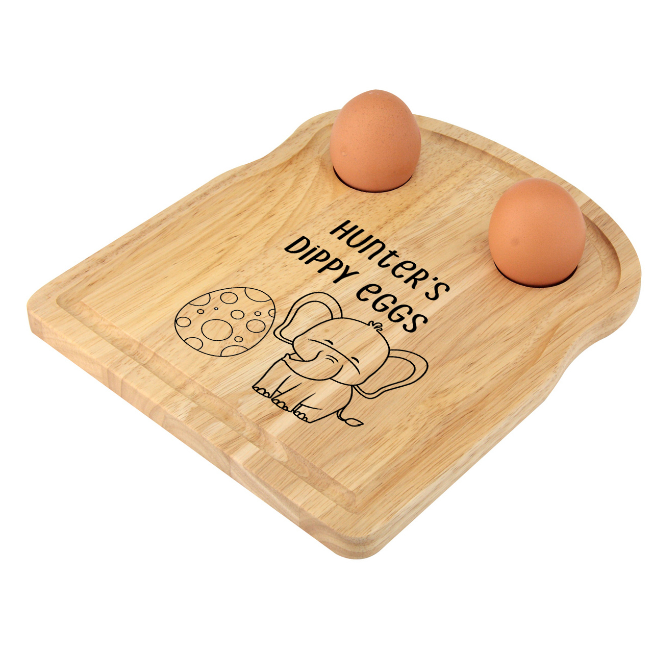 Wooden Loaf Egg Board with elephant personalised