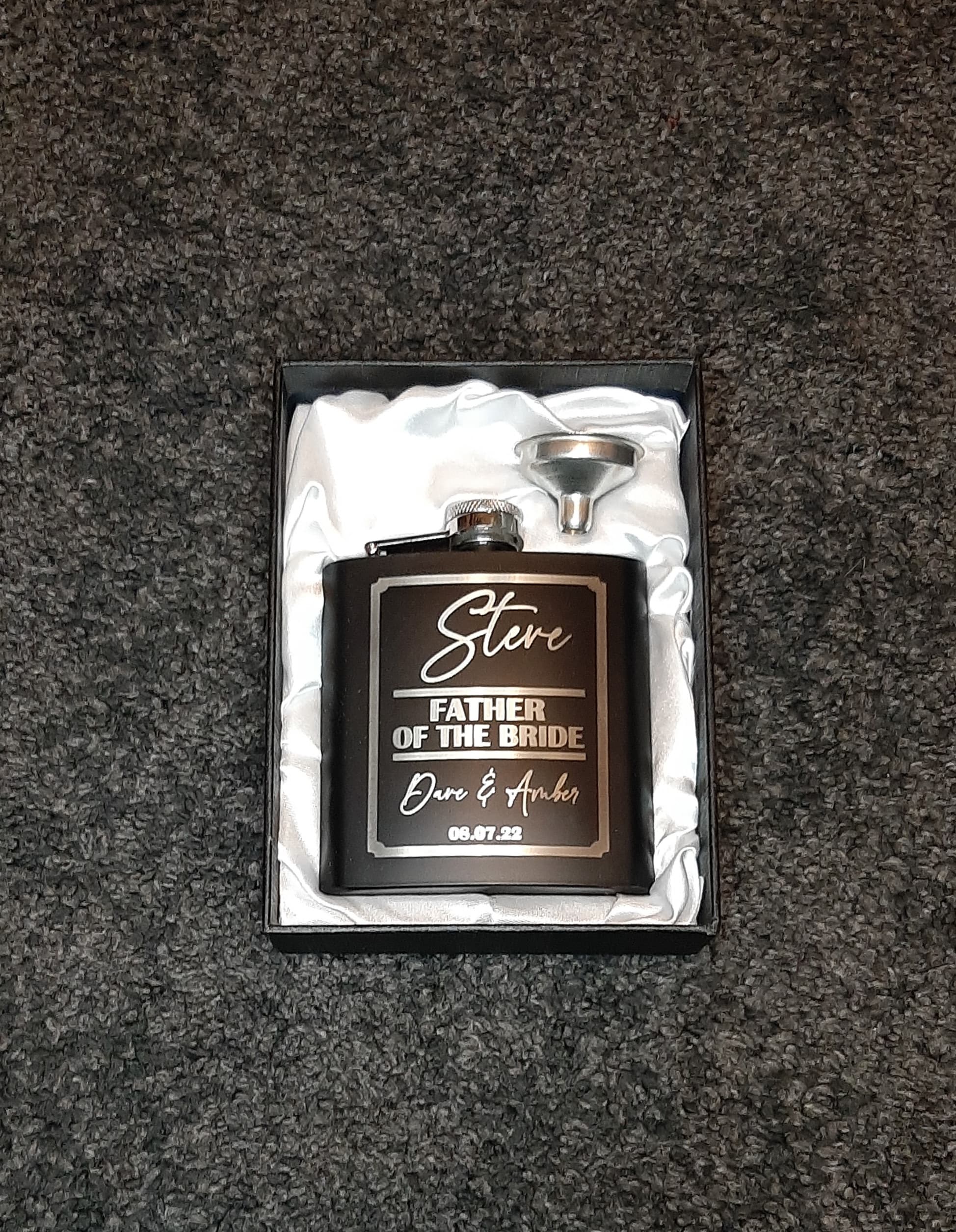 Wedding Hip Flask Gift Set mens wedding gift best man groom page boy grooms men gift occasion personalised with Name and date father of the bride