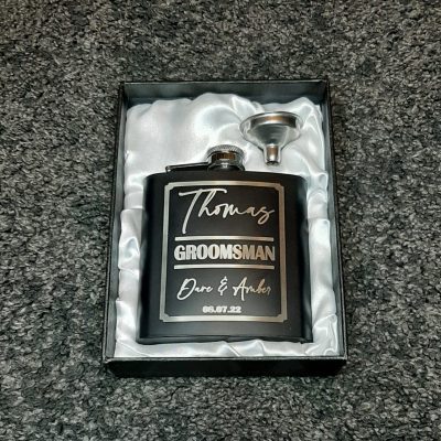 Wedding Hip Flask Gift Set mens wedding gift best man groom page boy grooms men gift occasion personalised with Name and date groomsman