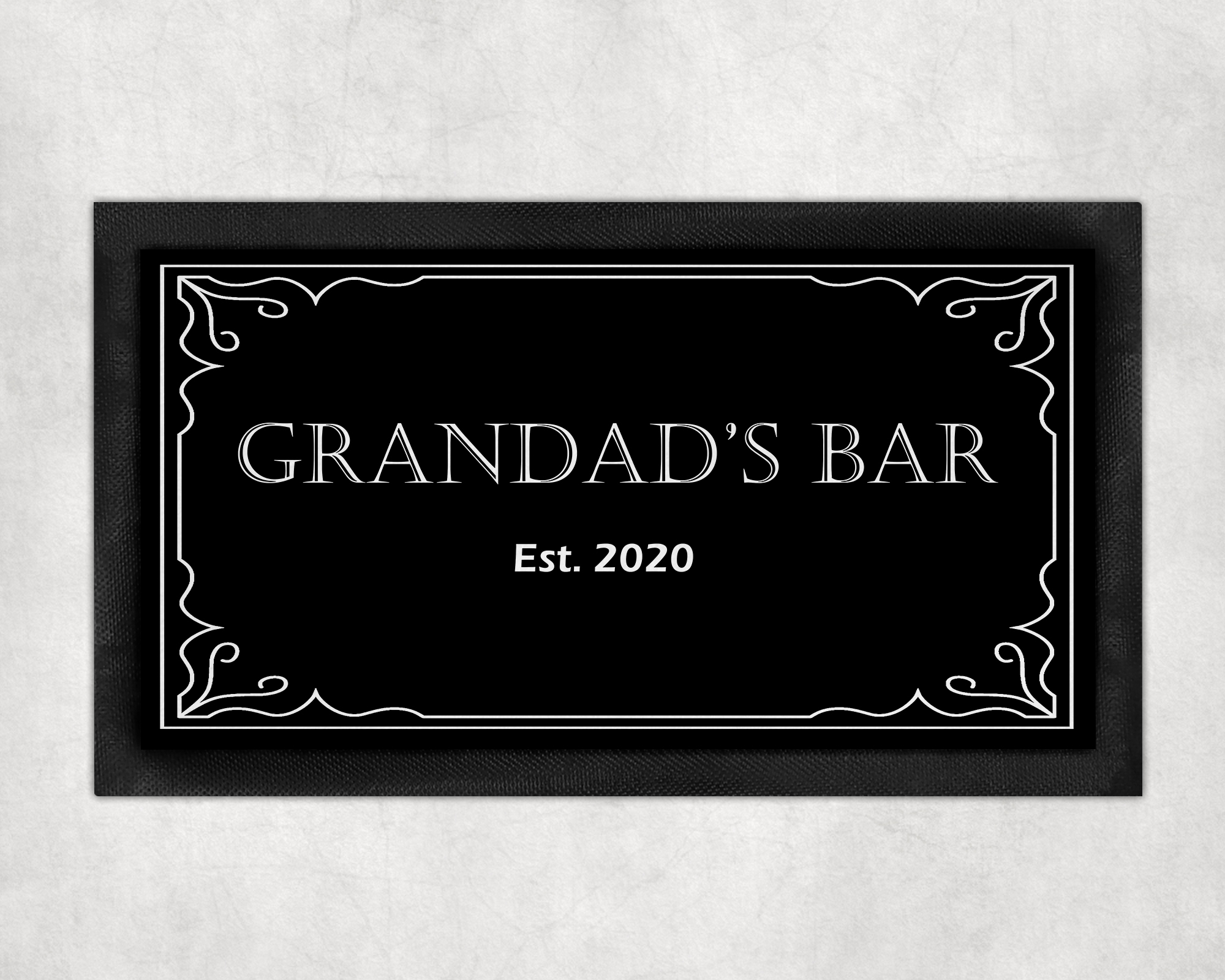 black bar runner beer mat with grandads bar