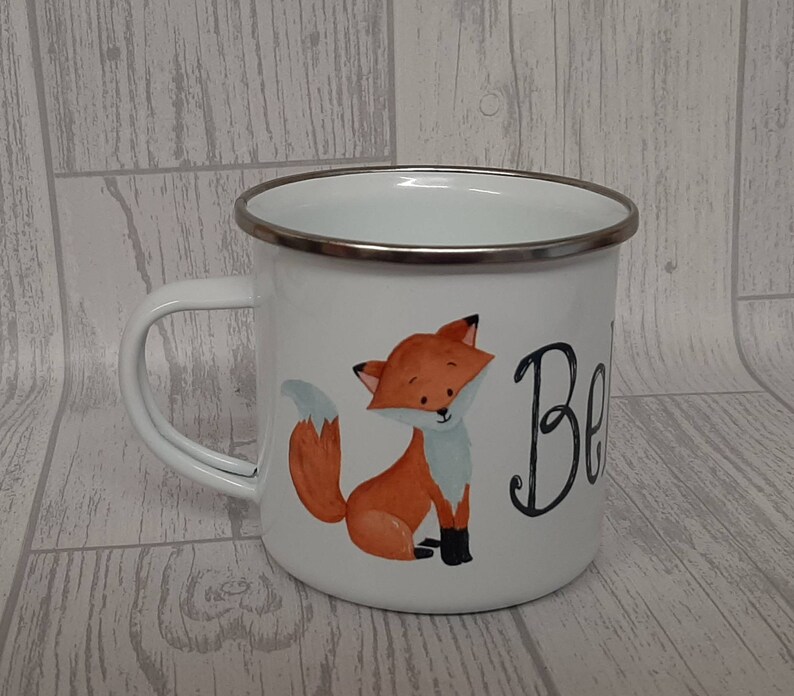 Children's Tin Camping Mug with fox design