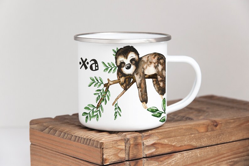 Children's Tin Camping Mug with sloth design suit teenagers