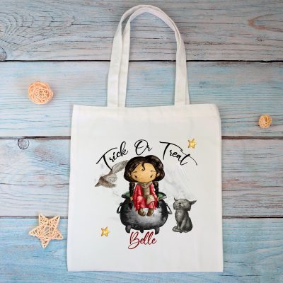 halloween trick or treat bag with printed characters of witches and wizards can have autism quotes