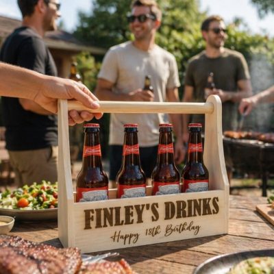 Wooden Beer Caddy - personalised gift idea for beer lovers, favours for groomsmen, fathers day grandad