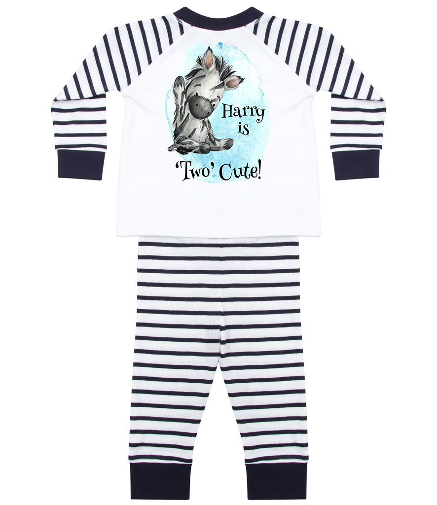 Printed Toddler Pjs in navy with zebra with two cute design