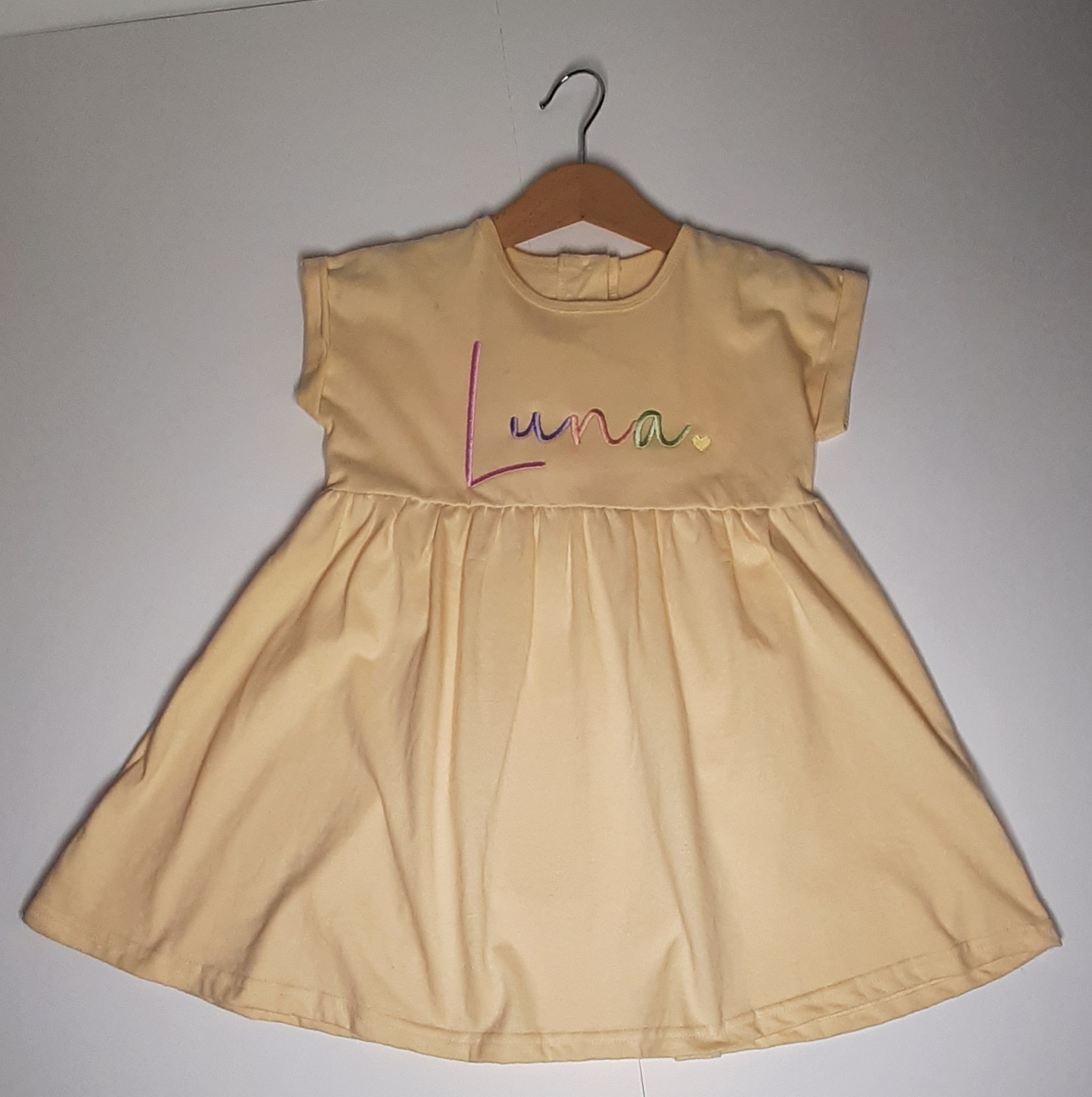 lemon cotton summer dress with rainbow name