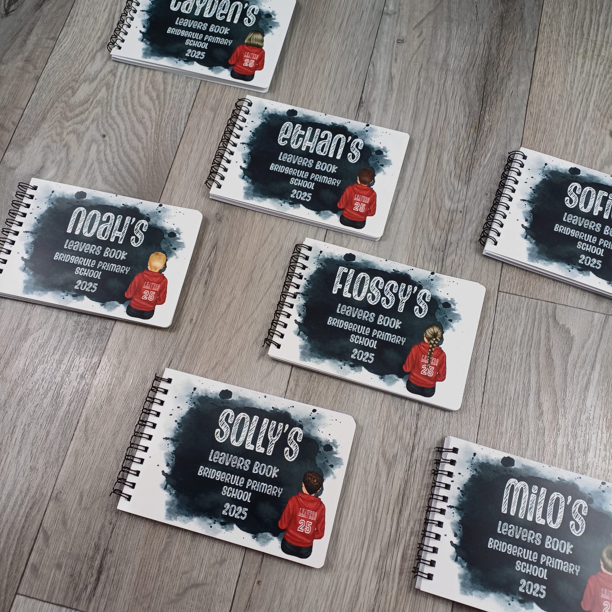 school leavers signing book with hoodies personalised red hoody 2025 leavers group
