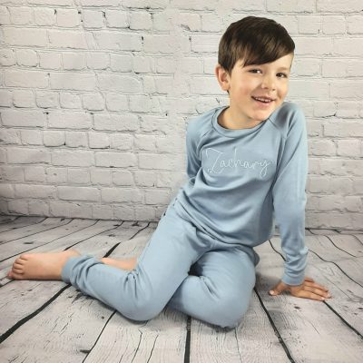 Childrens loungewear with embroidered name boys outfit