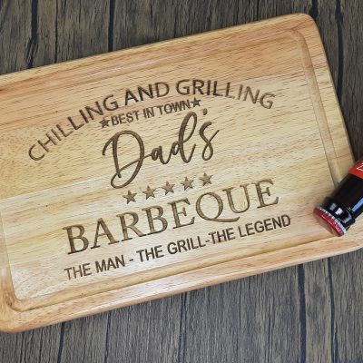 BARBEQUE Wooden Chopping Board engraved personalised great for fathers day