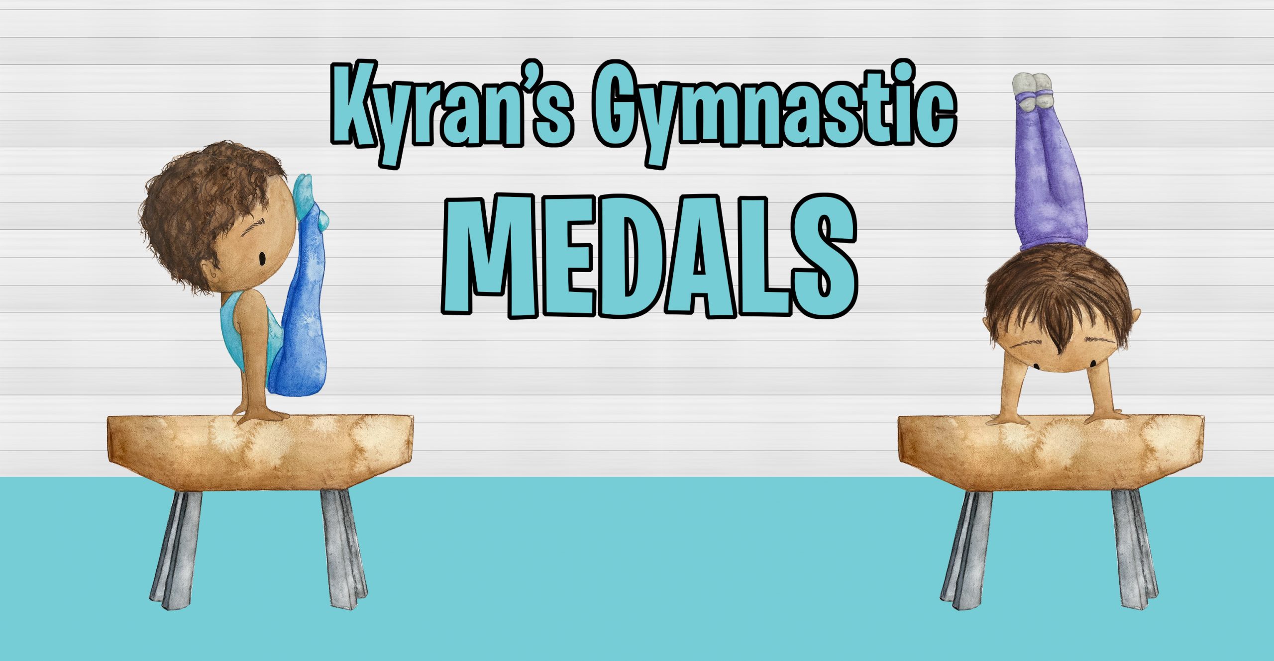 medal display hook for boy gymnastic medals, medal hanger printed and personalised