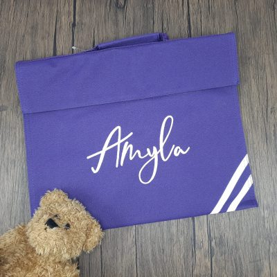 school book bag with personalised embroidered name