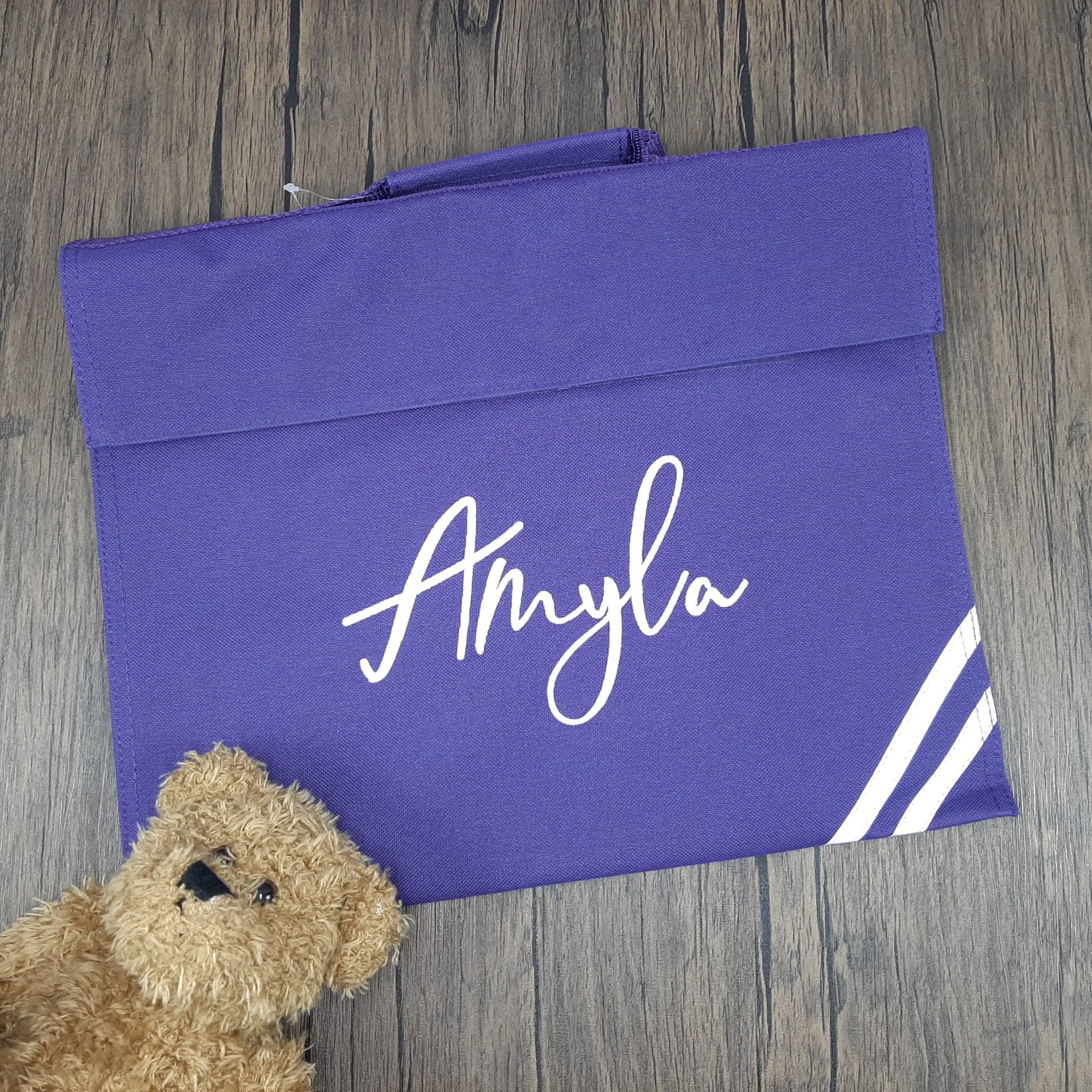 school book bag with personalised embroidered name