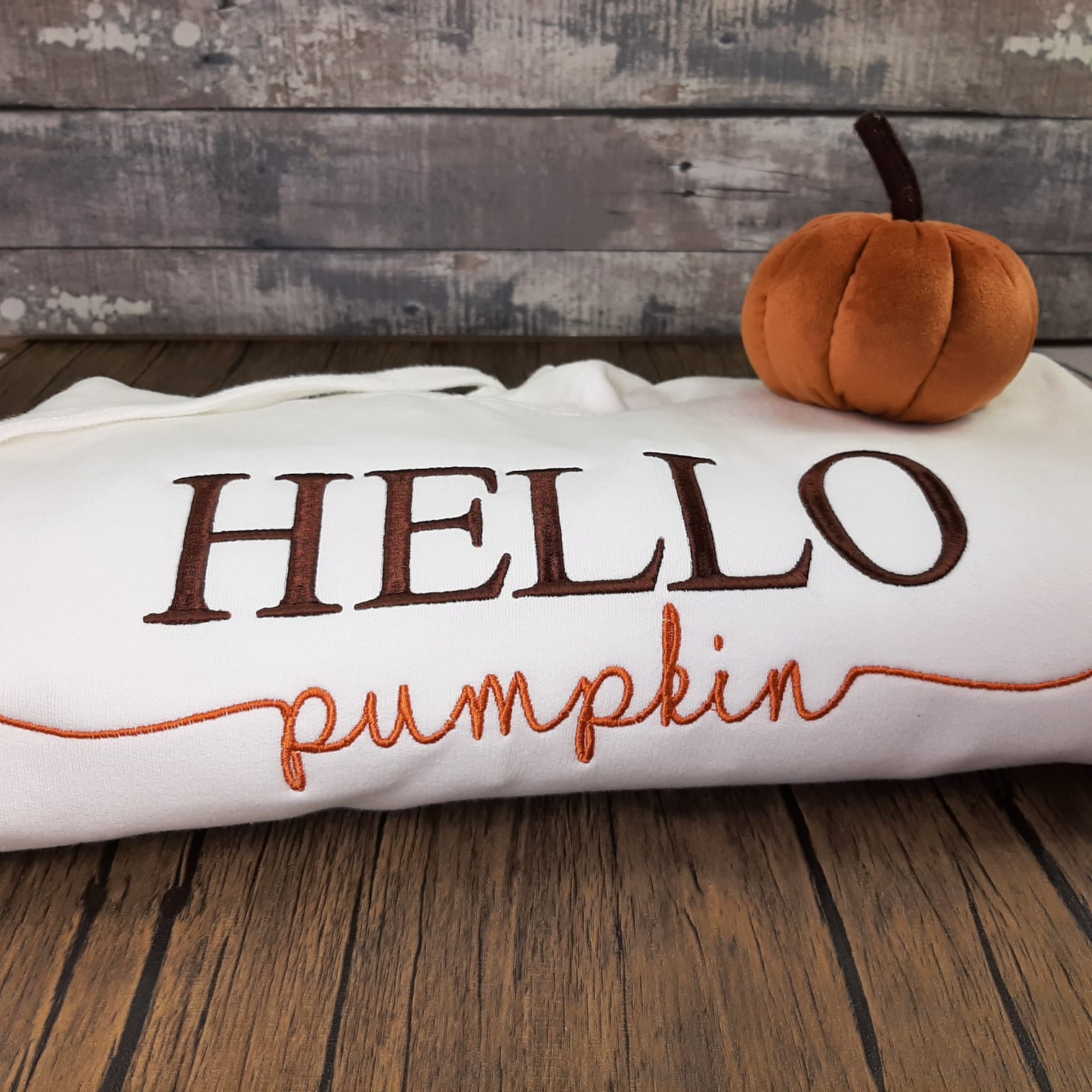Hello Pumpkin Hoodie/Sweater hello pumpkin halloween embroidered sweater jumper or hoodie for adults or childrens folded white