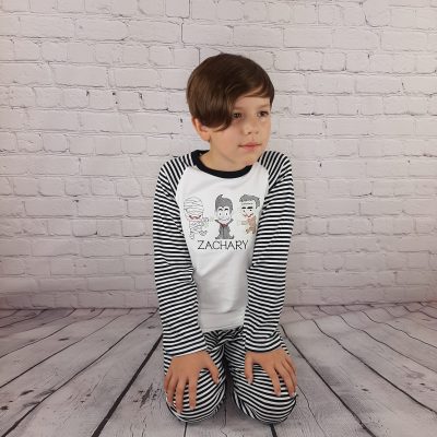 Monster Halloween PJs scary zombie embroidered pjs for children