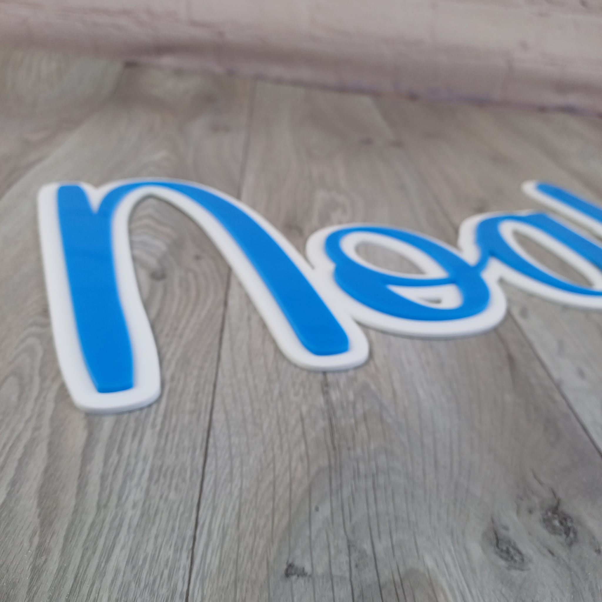 3D Acrylic Name Signs, personalised name wall sign or door sign in 3d, 2 layer coloured designs, gift for teenagers, blue white bedroom birthday gift noah1