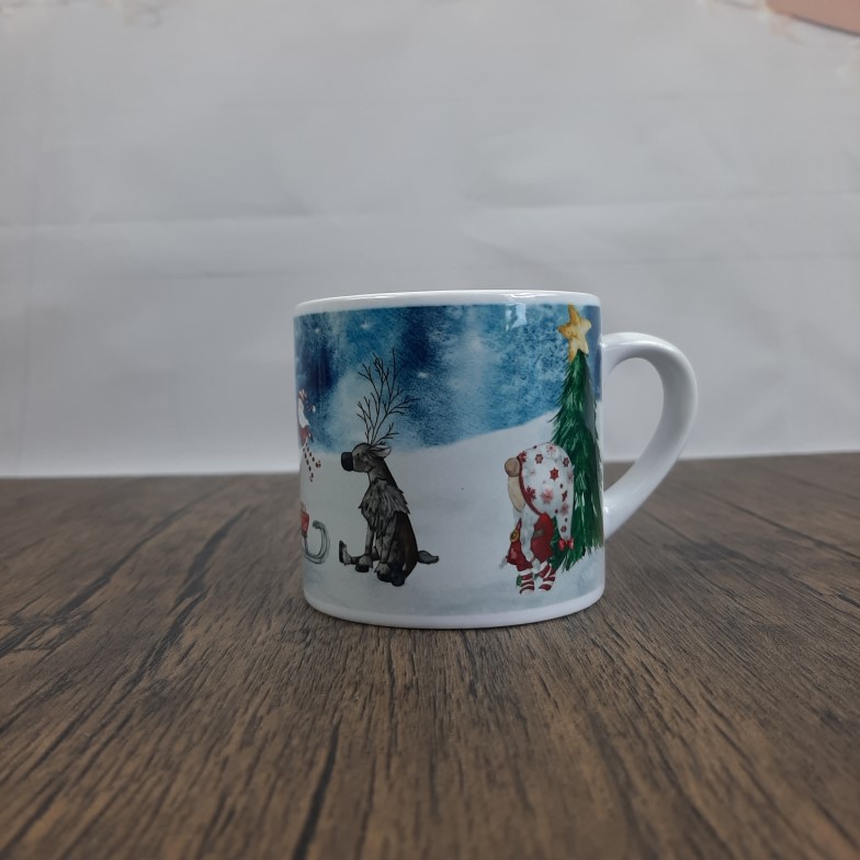 Kid's 6oz Ceramic Christmas Mug personalised with gonks on, small childrens mug, ideal for christmas eve box, side b