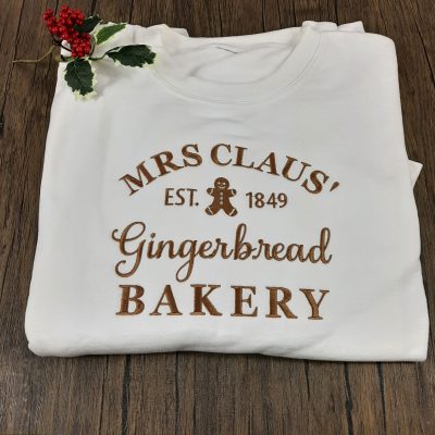 Adults Gingerbread Jumper or Hoodies, embroidered christmas Mrs Claus Jumper in ginger bread colours Adult Gingerbread Christmas Hoodies - Great for Christmas Lovers