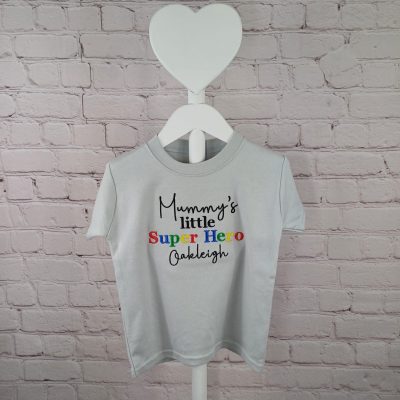 Super Hero T-Shirt A Legendary Gift for First Birthdays, Memorable Mummy-son Moments, and Cherished Niece and Nephew Bonds personalised embroidered