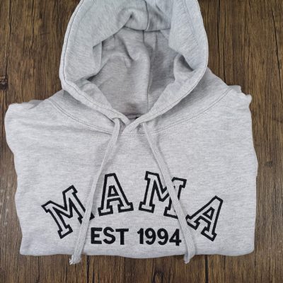 mama papa hoodies bold statement jumper or hoodies for mothers day or fathers day gift for nan established date embroidered folding