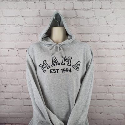 mama papa hoodies bold statement jumper or hoodies for mothers day or fathers day gift for nan established date embroidered square main pic