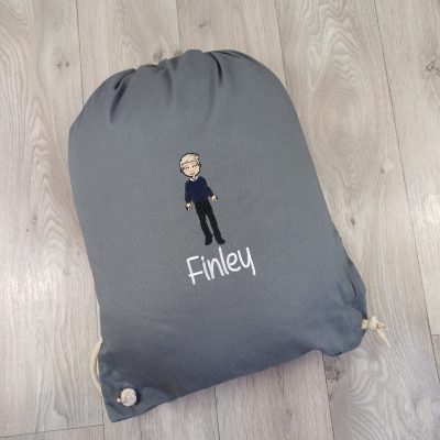 Personalised School Character Gym Bag school bag customised girl or boy great gift laid