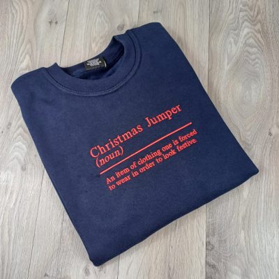 Christmas Jumper – Funny Noun Design Unisex Festive Jumper with Embroidered Christmas Definition