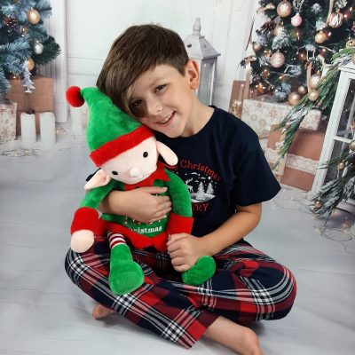 Embroidered Soft Cuddly Elf, personalised first christmas gift baby 1