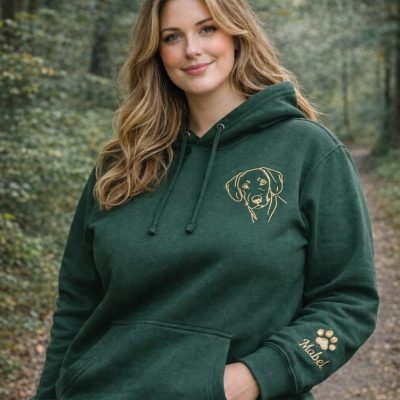 Personalised Dog Embroidered Hoodie or Jumper, line drawing minimalistic personalised dog gift christmas gift