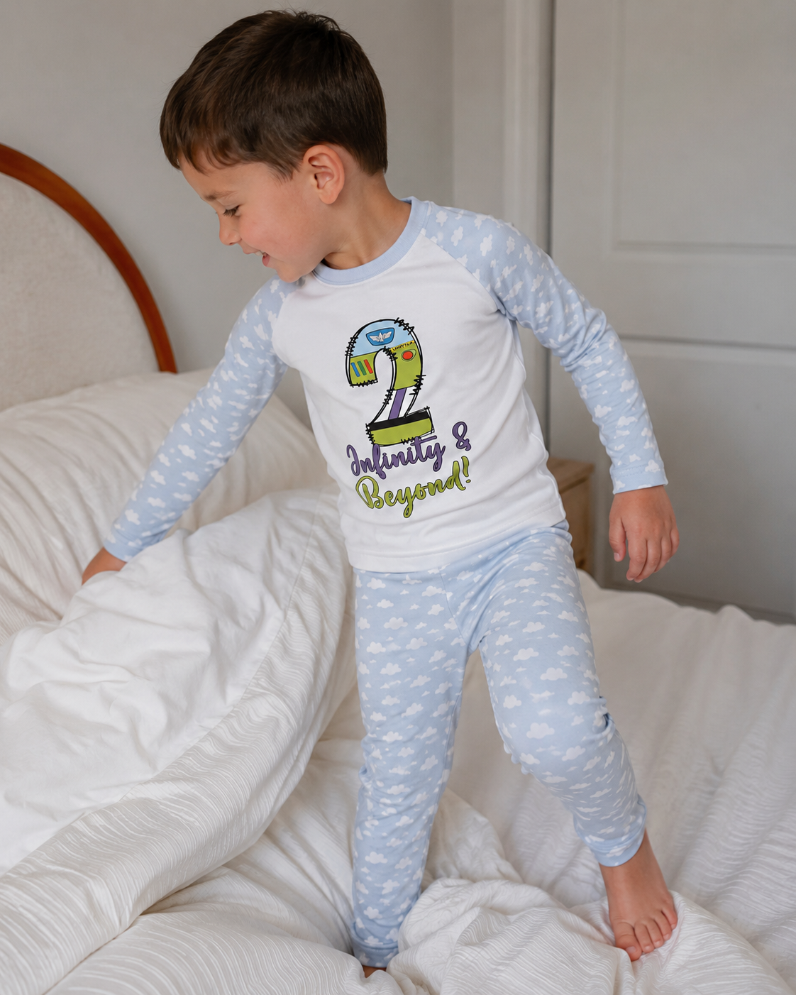Celebrate Turning Two with Our 2 Infinity & Beyond Birthday T Shirt pjs pajamas great toy story space ranger Buzz lightyear on boy