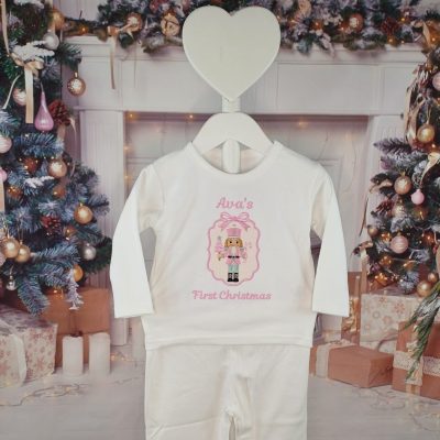 Personalised Framed Nutcracker Christmas PJs family matching christmas pjs great for first christmas baby pink hung